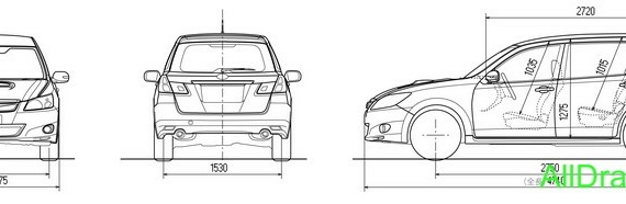 Subaru Exiga (2008) (Субару Эксиджа (2008)) - чертежи (рисунки) автомобиля